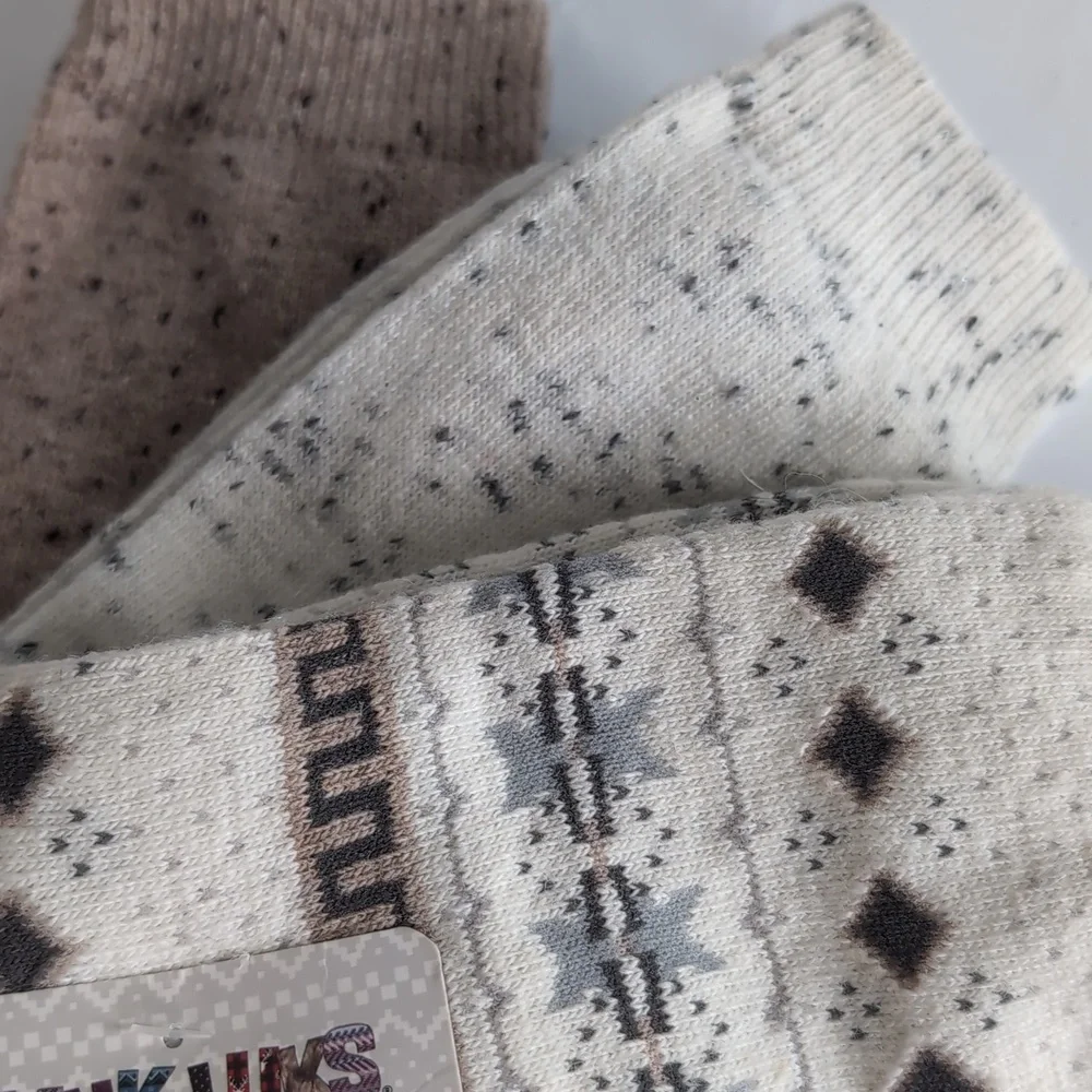 Muk Luks Womens 3-Pair Boot Socks Brown And Tan New Wool Blend 6-11